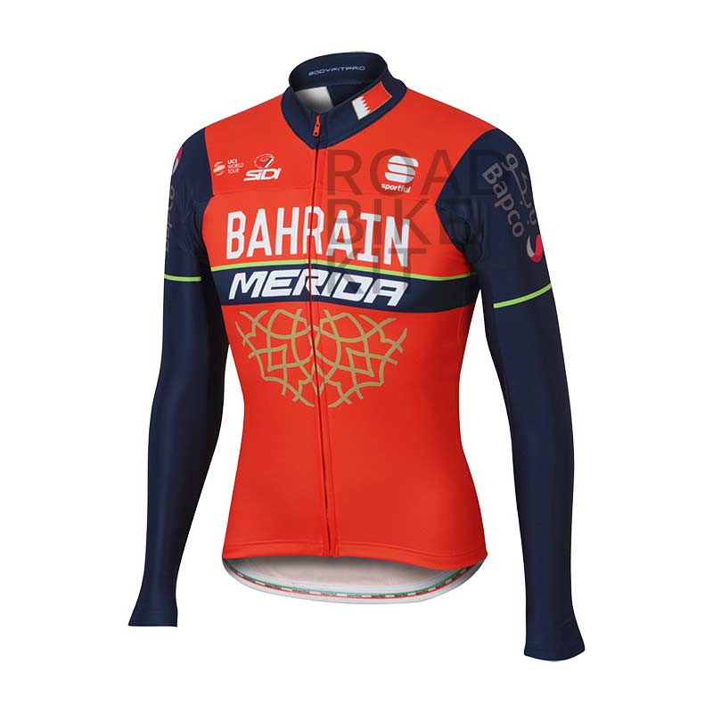 bahrain merida long sleeve jersey front 2017